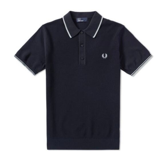 Fred Perry Knitted Tip Polo Shirt in Blue Granite XL Short Sleeve 100% Cotton - Picture 1 of 10